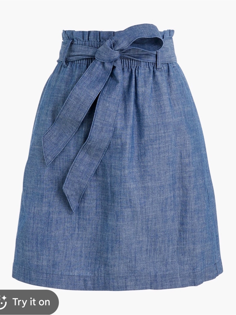 J. Crew Denim-Look Tie-Waist Mini Skirt in Chambray Blue